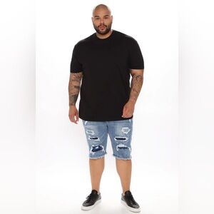 Nova Men Picture me rollin Stripped Denim Shorts Medium wash